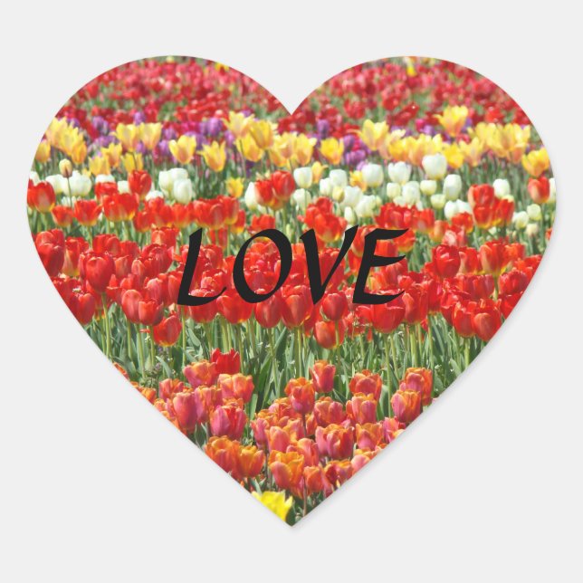 LOVE stickers heart shaped Red Tulips Flowers (Front)
