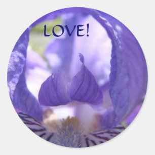 LOVE! Stickers Purple Iris Flowers Valentine's Day