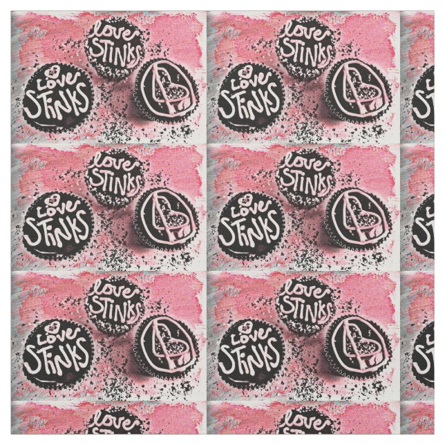 Love Stinks cupcakes Fabric (Swatch)