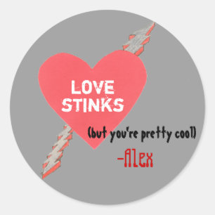 "Love stinks" Valentine Classic Round Sticker