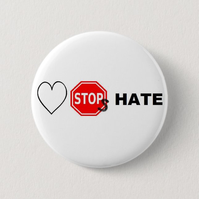 Love Stops hate 2 Inch Round Button (Front)