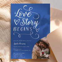 Love story blue white photo bridal shower