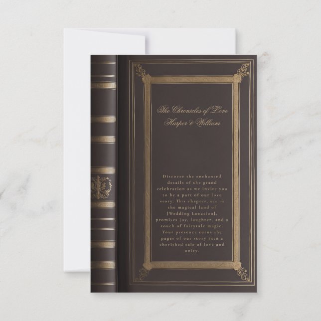 Love story book cover wedding details card (Back)