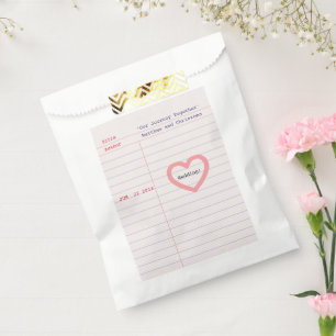 Love Story Due Date Library Card Wedding Favour Bag