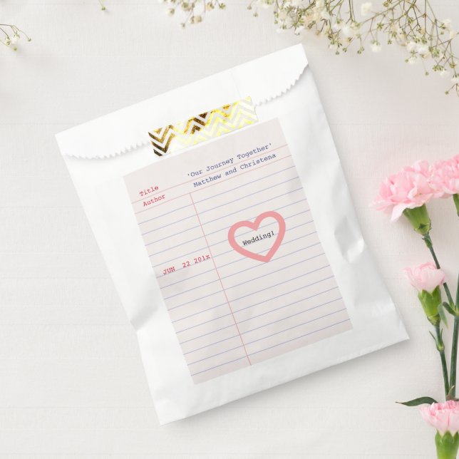Love Story Due Date Library Card Wedding Favour Bag (Sealed)
