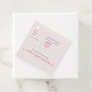 Love Story Due Date Library Card Wedding Favour Tags