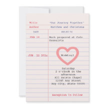 Love Story Due Date Library Card Wedding Invitatio