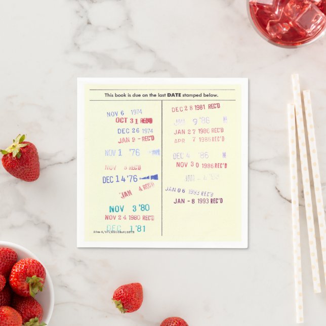 Love Story Due Date Library Card Wedding Napkin (Insitu)