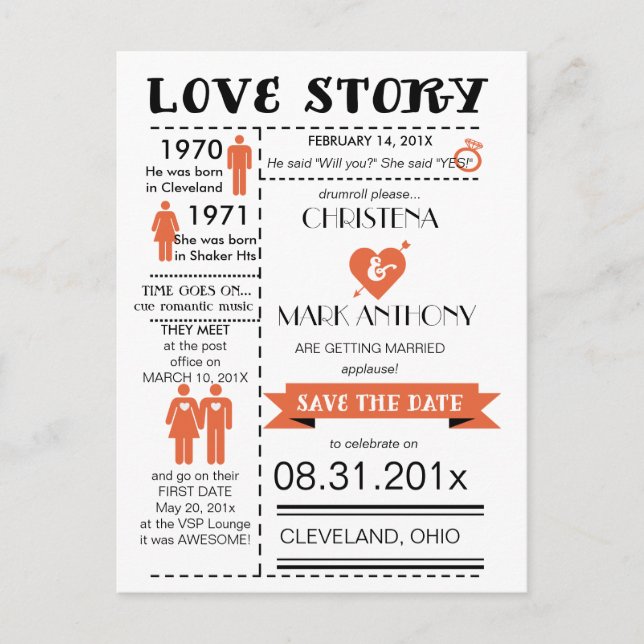 Love Story Enregistrer La Carte Postale Date (Tang (Devant)