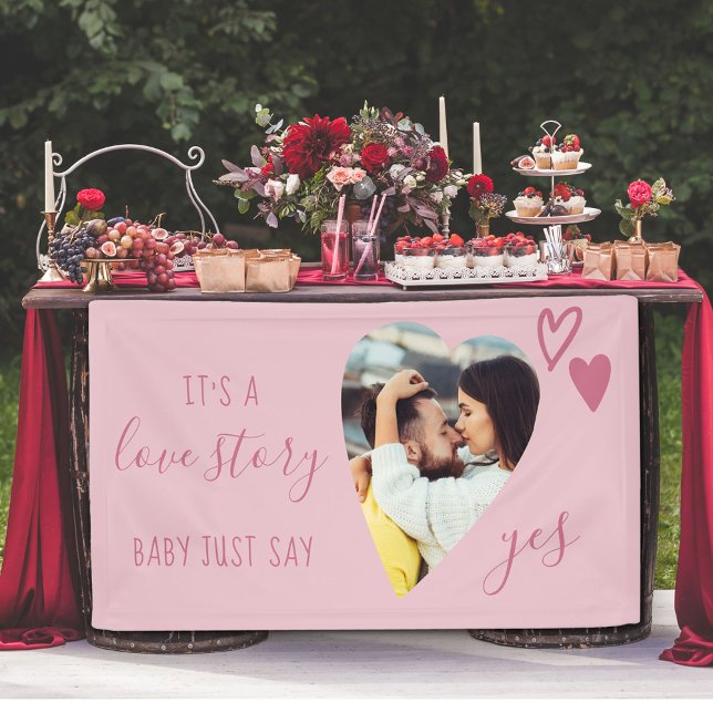 Love Story Heart Photo Say Yes Marriage Proposal Banner (Creator Uploaded)