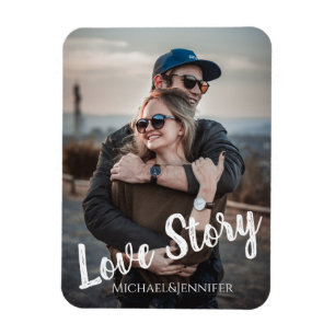 love story,modern stylish script,wedding photo magnet