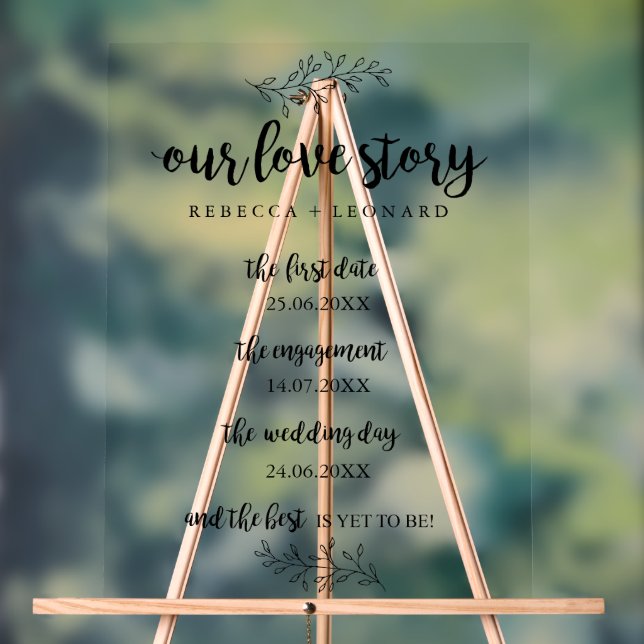 Love story timeline Wedding Acrylic Sign (Neutral)