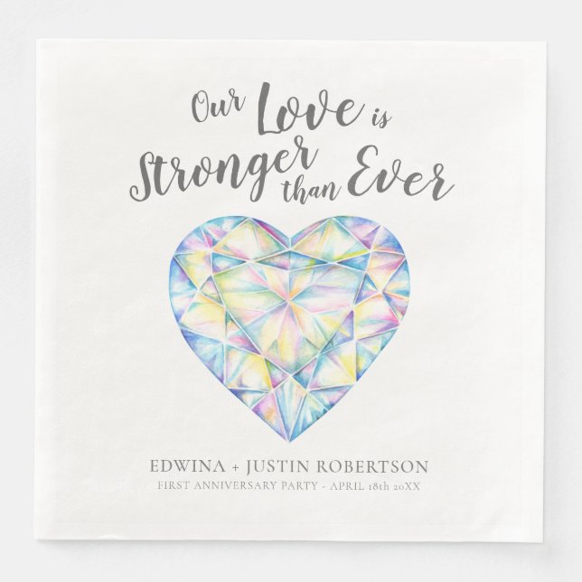 Love strong diamond watercolor after wedding party napkin (Front)