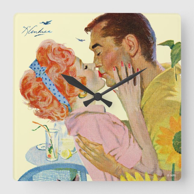 Love-Struck 2 Square Wall Clock (Front)