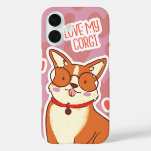 Love Struck Corgis Kawaii Hearts & Flowers iPhone 16 Case