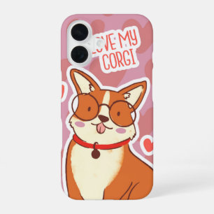 Love Struck Corgis Kawaii Hearts & Flowers iPhone 16 Case