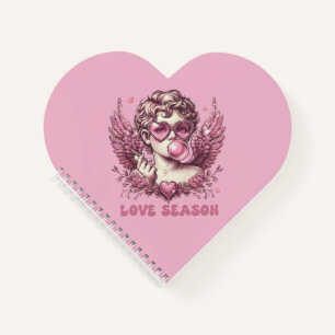 Love-Struck Cupid with Pink Glasses and Bubble Gum Notebook