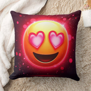 Love Struck Emoji Hearts Glow Throw Pillow