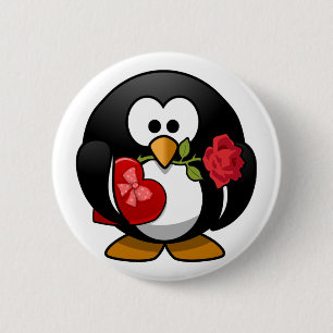 Love Struck Penguin With Valentine Gifts 2 Inch Round Button