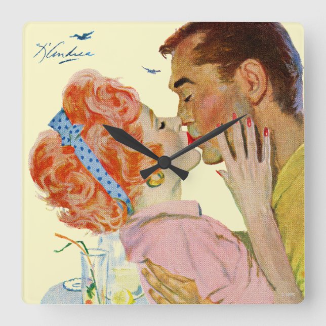 Love-Struck Square Wall Clock (Front)