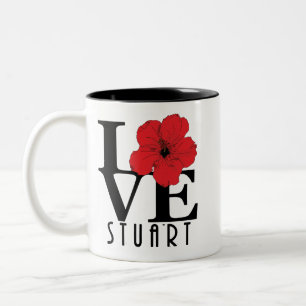 LOVE Stuart Red Hibiscus 11oz Two-Tone Coffee Mug