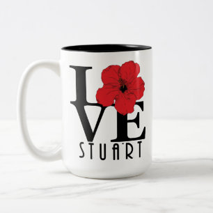 LOVE Stuart Red Hibiscus 15oz Two-Tone Coffee Mug