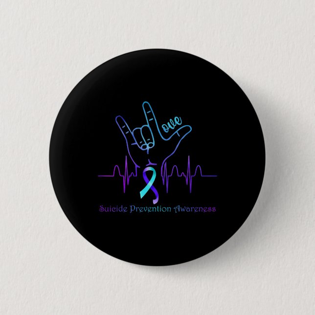 Love Suicide Prevention Awareness Ribbon Support  2 Inch Round Button (Front)