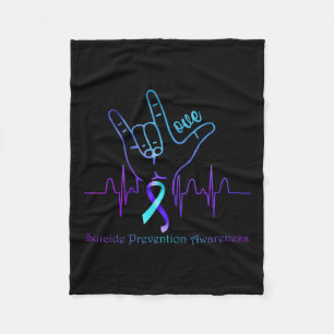 Love Suicide Prevention Awareness Ribbon Support Fleece Blanket