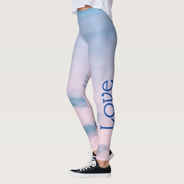 Love Summer Blue Yoga Pants, Leggings (Left)