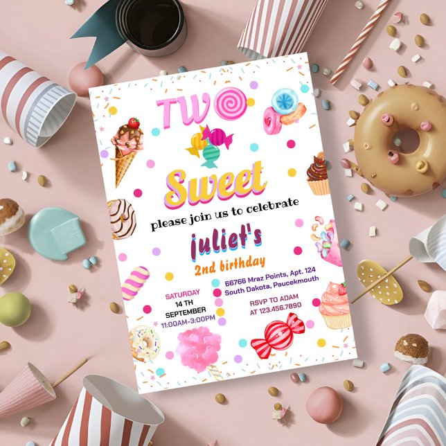 love summer cute kids girl two sweet 2nd birthday invitation (Creator Uploaded)