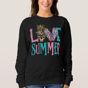 Love Summer Pineapple Skull Watermelon Summer Fru Sweatshirt