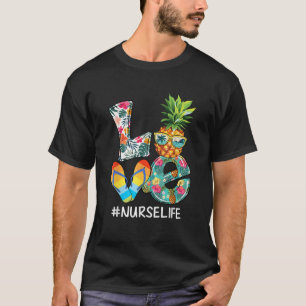 Love Summer Pineapple Tropical Flower Flip Flop Nu T-Shirt