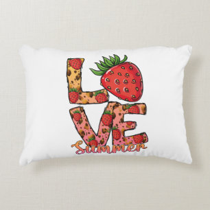 Love & Summer   Pink & Brown   Fresh Strawberry Accent Pillow
