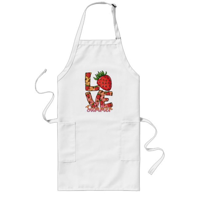 Love & Summer | Pink & Brown | Fresh Strawberry Long Apron (Front)