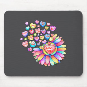Love Sunflower Hearts Candy Valentines Day Womens  Mouse Pad