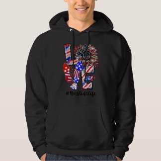 Love Sunflower Leopard Fireworks Bus Aide Life 4th Hoodie