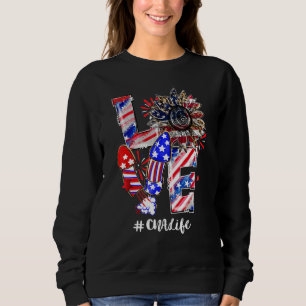 Love Sunflower Leopard Fireworks Cna Life 4th Of J Sweatshirt