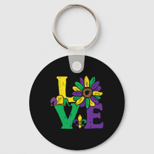 Love Sunflower Mardi Gras New Orleans Flower Women Keychain