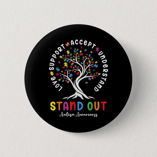 Love Support Accept Understand Autism Awareness Au 2 Inch Round Button (Front)