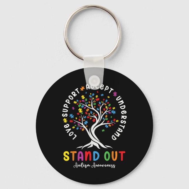 Love Support Accept Understand Autism Awareness Au Keychain (Front)