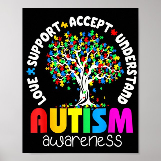 Love Support Accept Understand Autism Awareness  Poster (Front)