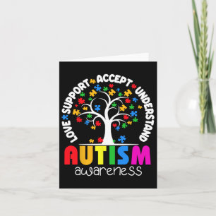 Love Support Accept Understand Puzzle Tree Autism  Card