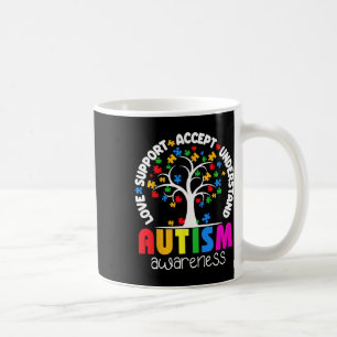 Love Support Accept Understand Puzzle Tree Autism Coffee Mug