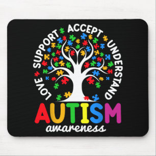 Love Support Accept Understand Puzzle Tree Autism  Mouse Pad