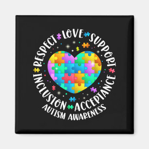 Love support accptance autism awareness heart magnet