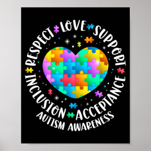 Love support accptance autism awareness heart poster