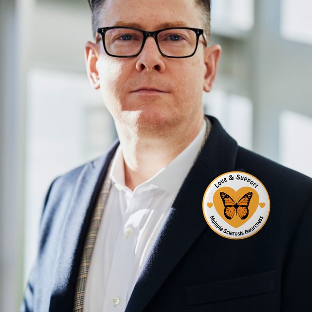 Love & Support Multiple Sclerosis Awareness 2 Inch Round Button (Creator Uploaded)