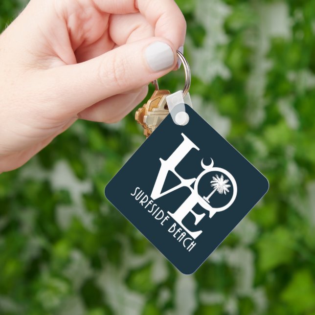 LOVE Surfside Beach SC  House Flag Keychain (Hand)