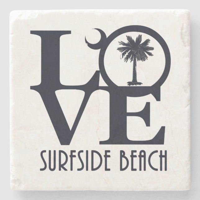 LOVE Surfside Beach SC Stone Coaster (Front)