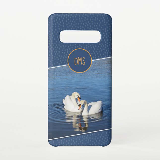 Love Swans Blue Monogram Phone Case (Back)